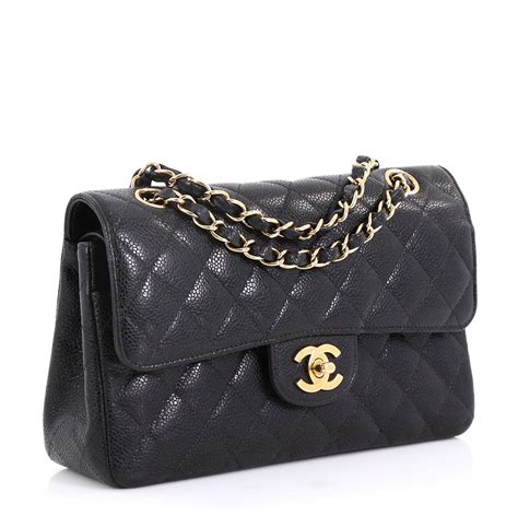 chanel caviar quilted small double flap black